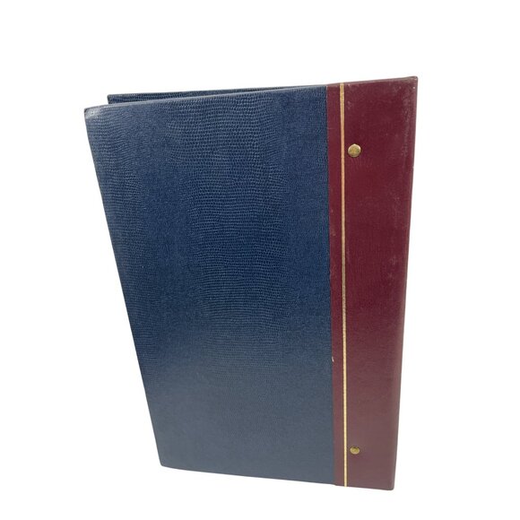 Vintage Blue & Red 3-Ring Binder With 98 Clear Plastic Pages For Photo Display O - Picture 2 of 6